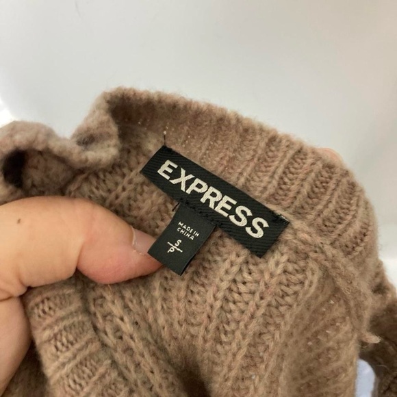Express Open Shoulder Tan Sweater S - Picture 4 of 5